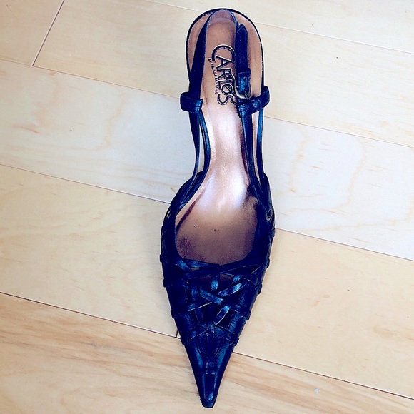 Carlos slingback woven leather heels. Sz 7.5 - Picture 2 of 4